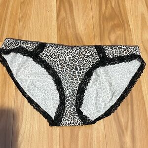 Ambrielle Leopard Print Bikini Bottom with Black Lace